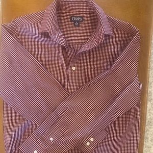 Chaps Large  14-16 Red/ Black/ White Button down shirt.